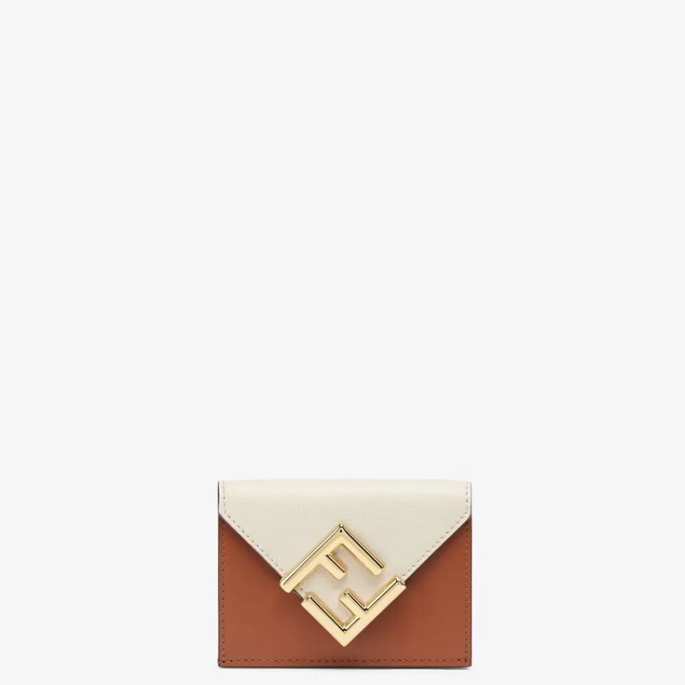Fendi Portemonnaies Mit Tragekette<Portemonnaie Aus Zweifarbigem Leder In Braun Und Kamelienweis