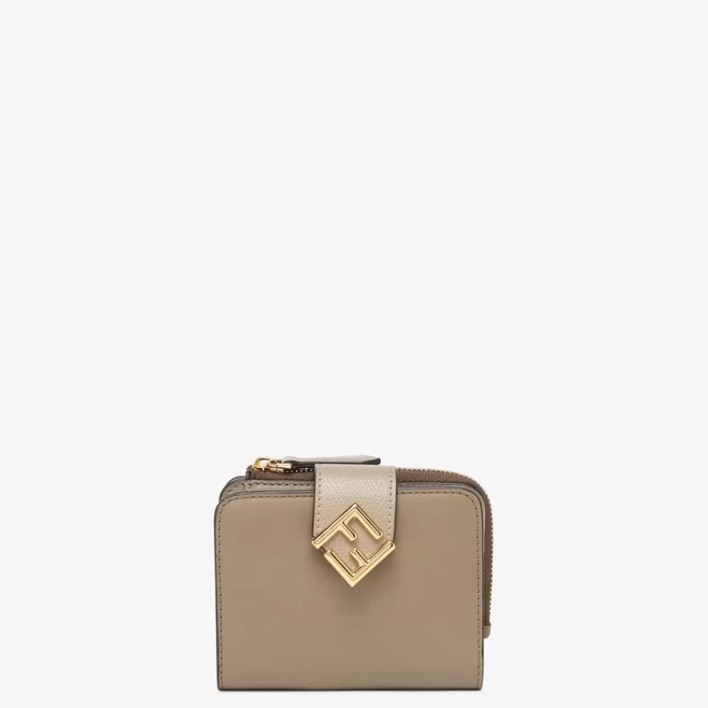 Fendi Portemonnaies Mit Tragekette<Portemonnaie Aus Zweifarbigem Leder In Grau Und Taubengrau