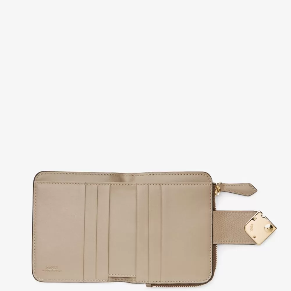 Fendi Portemonnaies Mit Tragekette<Portemonnaie Aus Zweifarbigem Leder In Grau Und Taubengrau