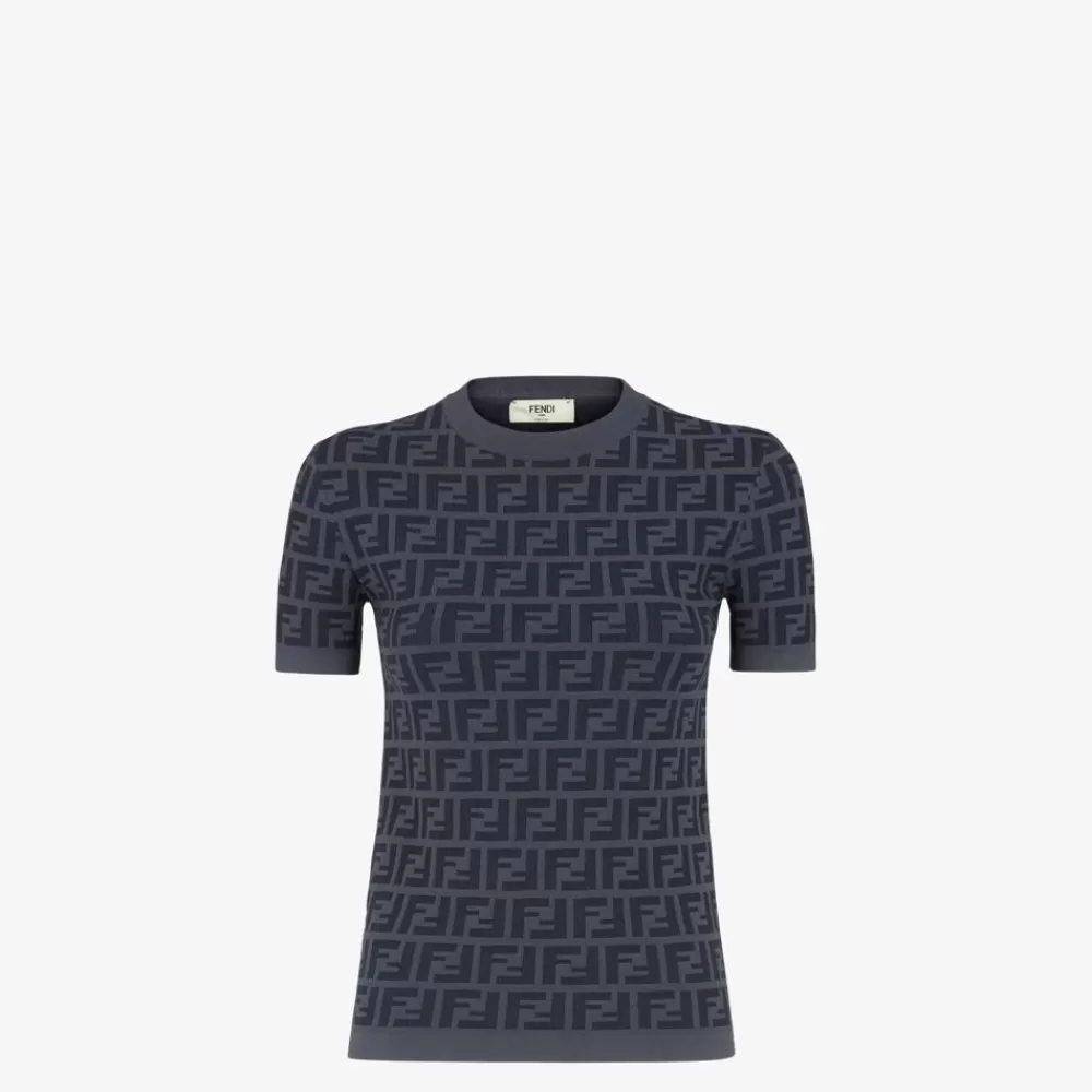 Fendi T-Shirts Und Sweatshirts<Pullover Aus Viskose Mit Ff In Dunkelgrau