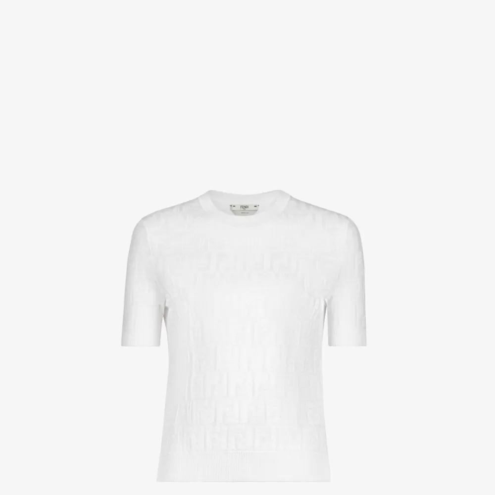 Fendi T-Shirts Und Sweatshirts<Pullover Aus Viskose Und Baumwolle In Weis