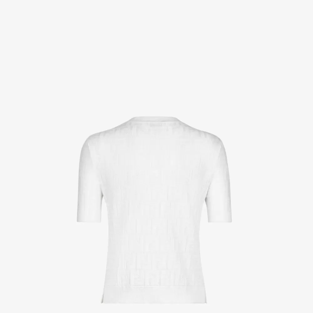 Fendi T-Shirts Und Sweatshirts<Pullover Aus Viskose Und Baumwolle In Weis
