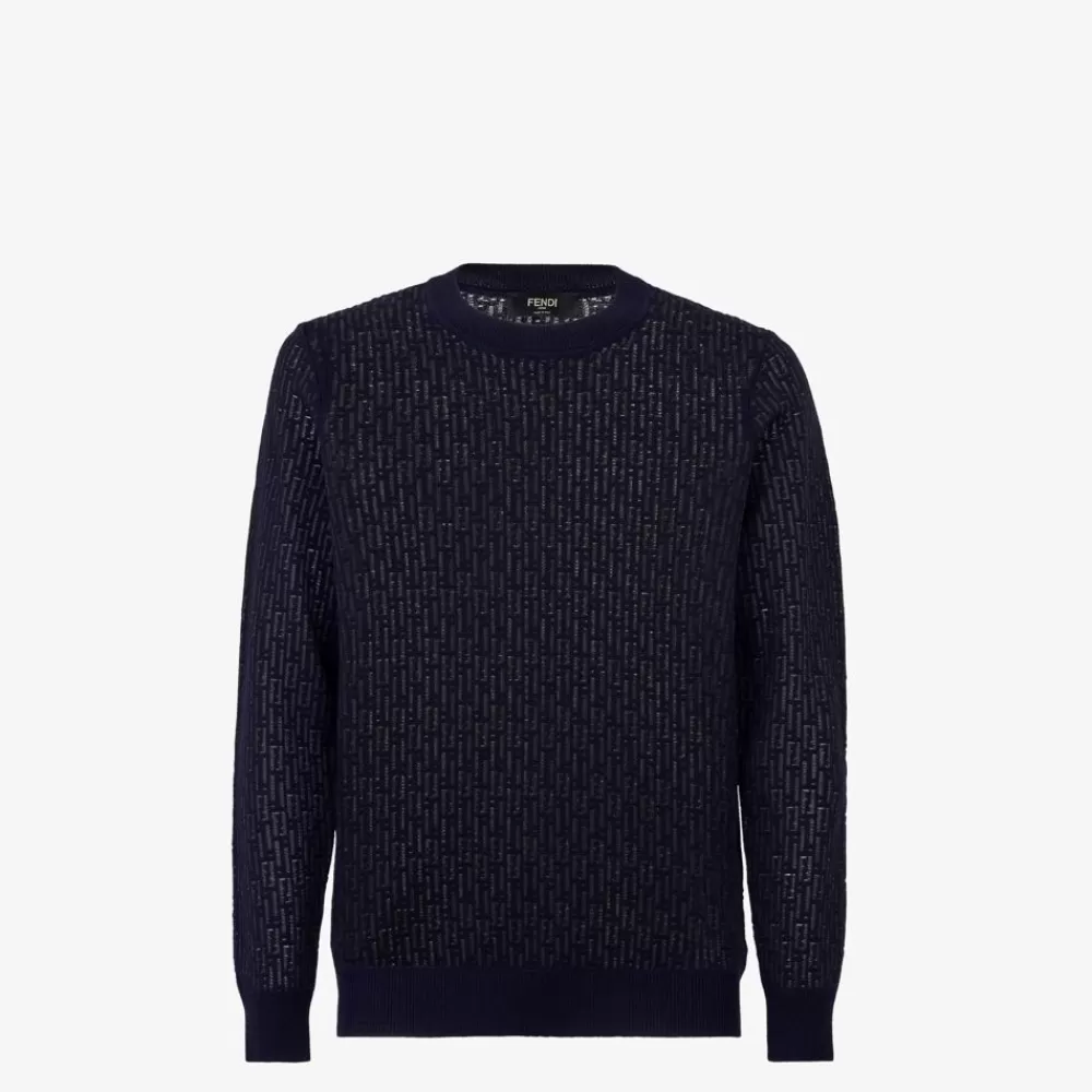 Fendi Strickbekleidung<Pullover Aus Wolle Und Nylon In Blau