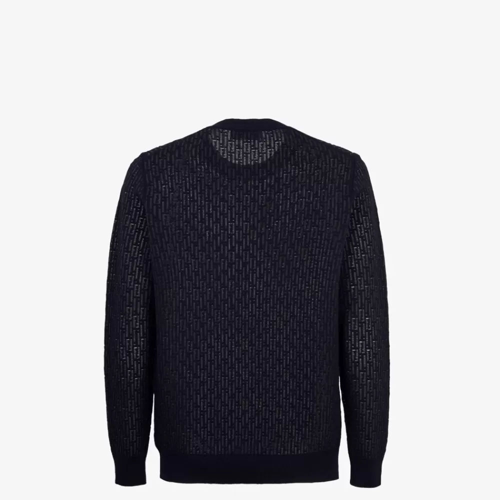 Fendi Strickbekleidung<Pullover Aus Wolle Und Nylon In Blau