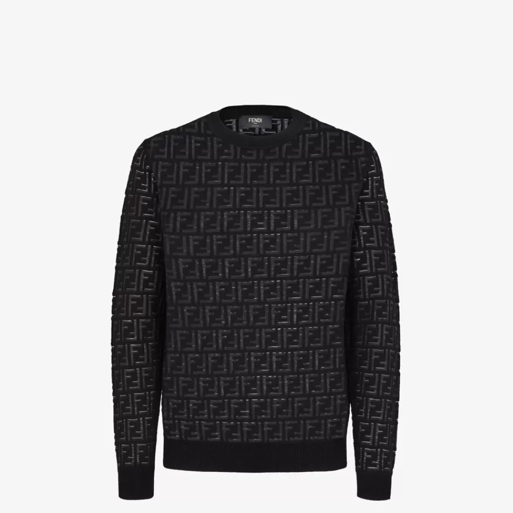 Fendi Strickbekleidung<Pullover Aus Wolle Und Nylon In Schwarz