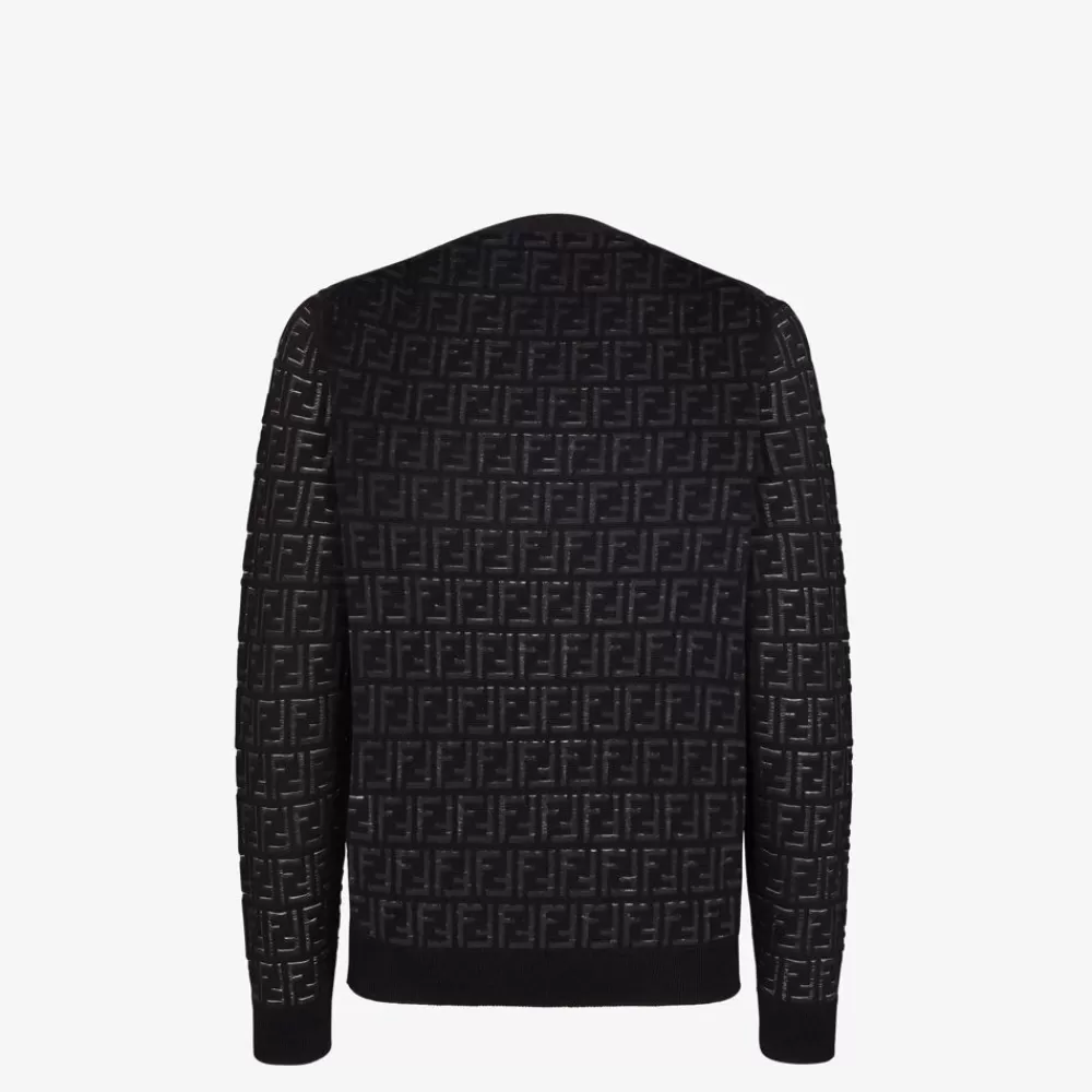 Fendi Strickbekleidung<Pullover Aus Wolle Und Nylon In Schwarz