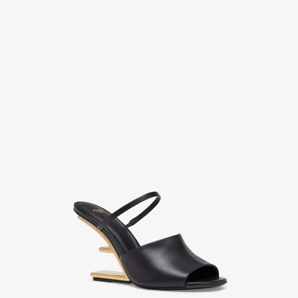 Fendi Pantoletten Und Sandalen<Sandale Mit Hohem Absatz Aus Leder In Schwarz