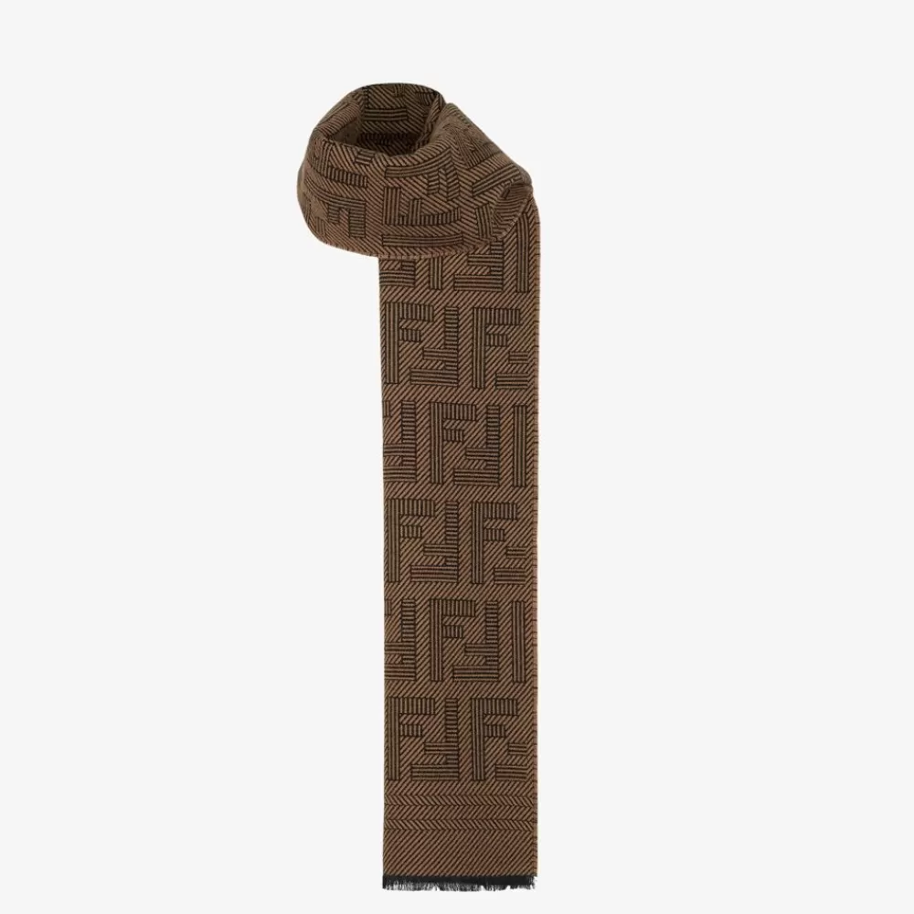 Fendi Schals<Schal Aus Wolle Und Seide In Braun