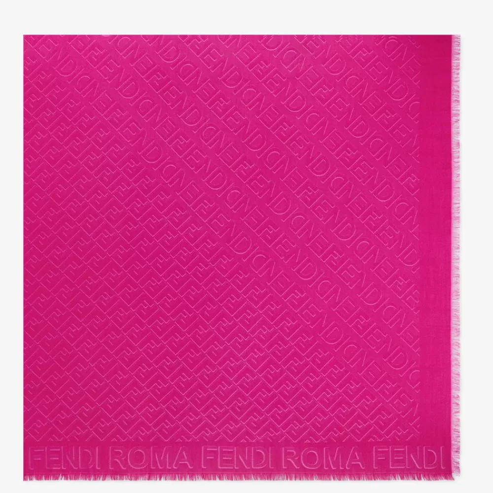 Fendi Schals Und Ponchos<Schultertuch Aus Seide Und Wolle In Alpenveilchen Rosa.