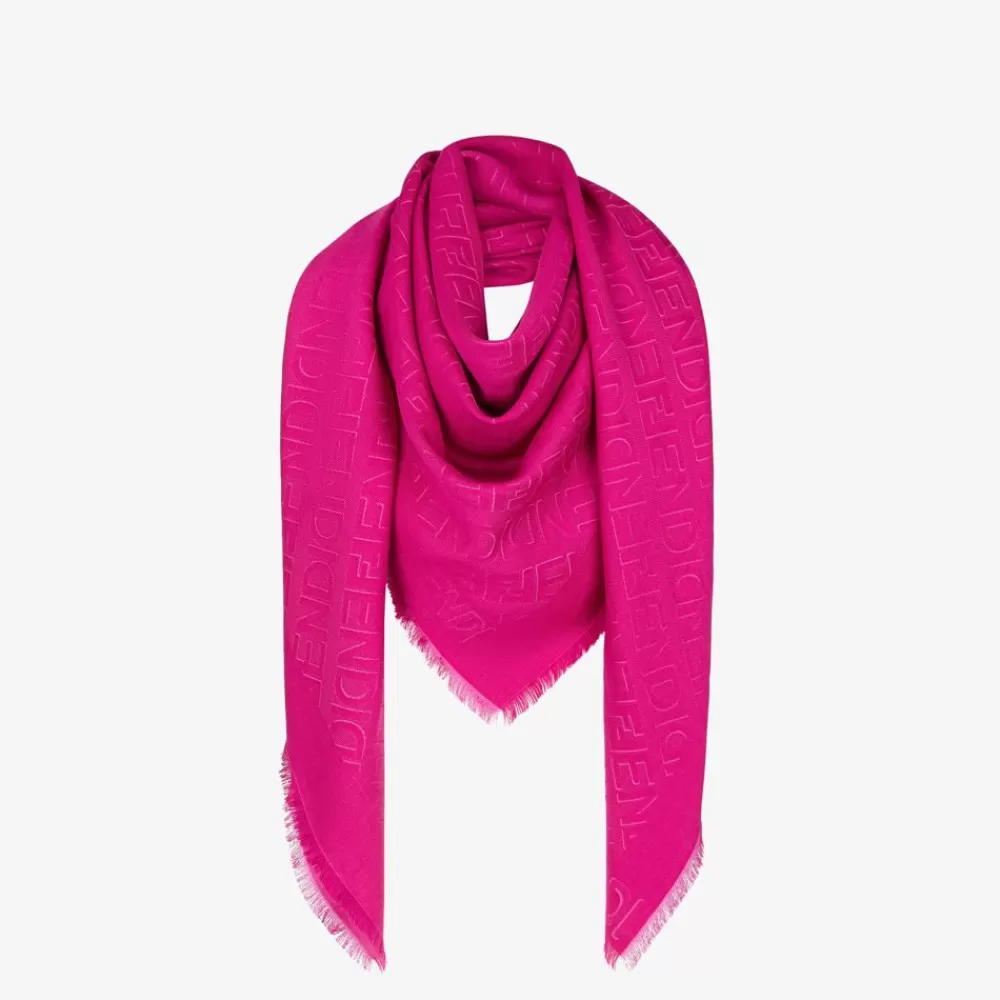 Fendi Schals Und Ponchos<Schultertuch Aus Seide Und Wolle In Alpenveilchen Rosa.