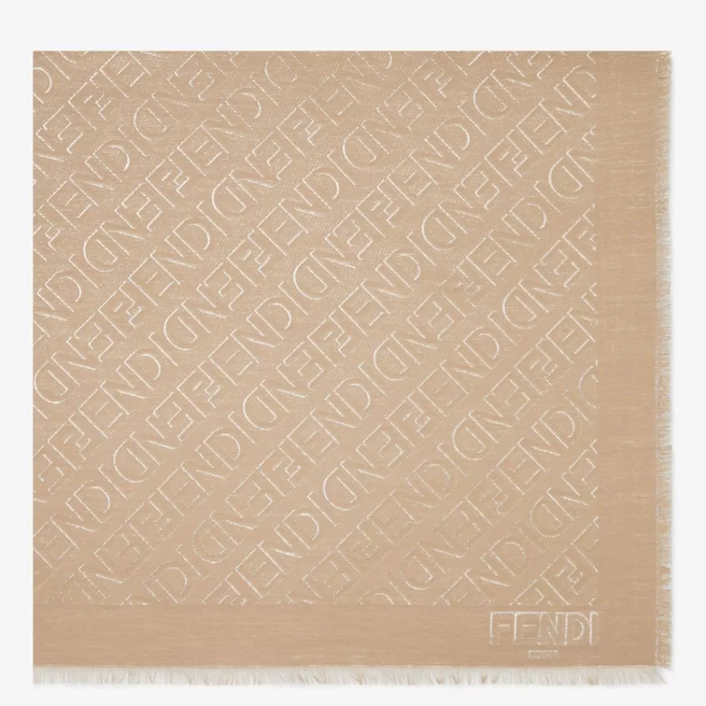 Fendi Schals Und Ponchos<Schultertuch Aus Seide Und Wolle In Beige