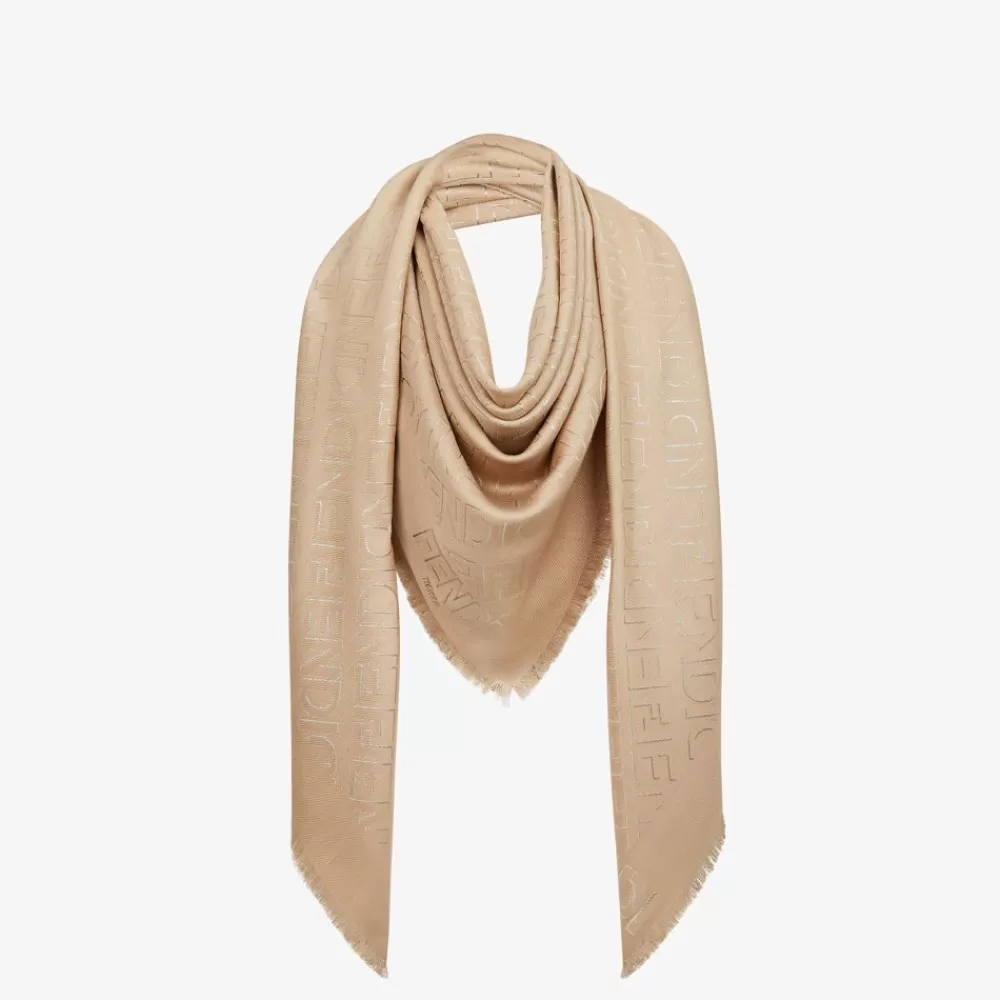 Fendi Schals Und Ponchos<Schultertuch Aus Seide Und Wolle In Beige