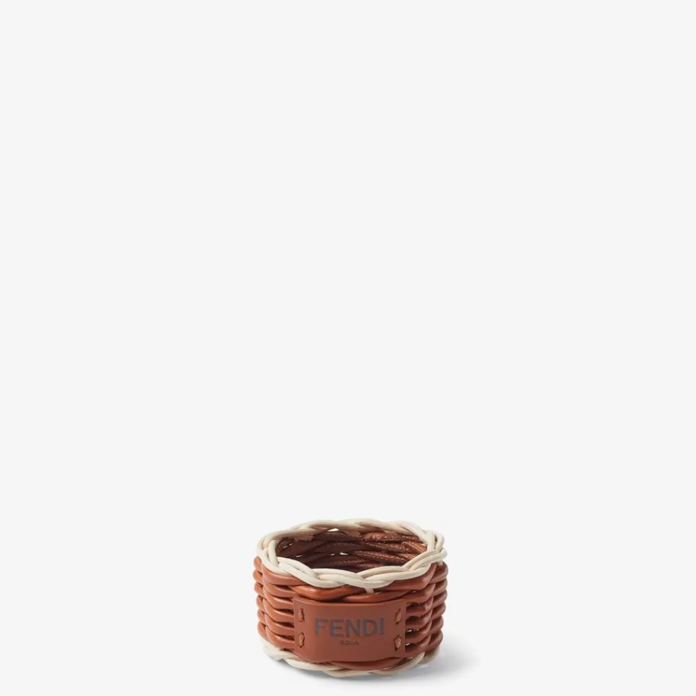 Fendi Tafelgeschirr<Serviettenring Aus Geflochtenem Leder, Zweifarbig