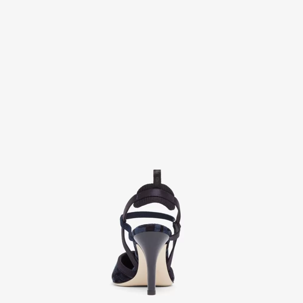 Fendi Pumps Und Slingbacks<Slingback Mit Hohem Absatz Aus Chenille Mit Ff-Signatur In Blau