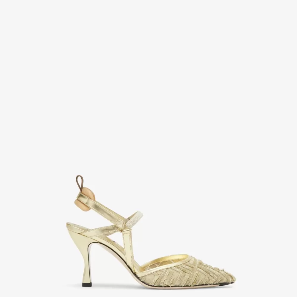 Fendi Pumps Und Slingbacks<Slingback Mit Hohem Absatz Aus Mesh In Gold-Optik