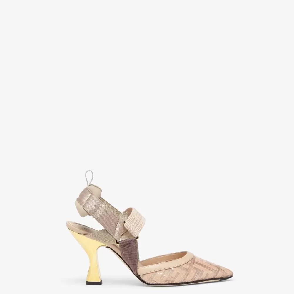 Fendi Pumps Und Slingbacks<Slingback Mit Hohem Absatz Aus Mesh In Rosa