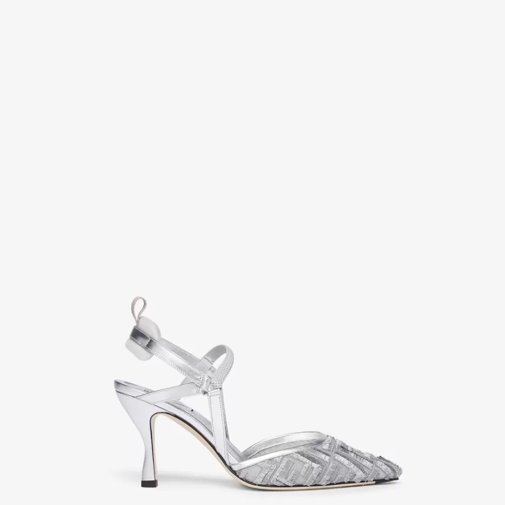 Fendi Pumps Und Slingbacks<Slingback Mit Hohem Absatz Aus Mesh In Silberfarben