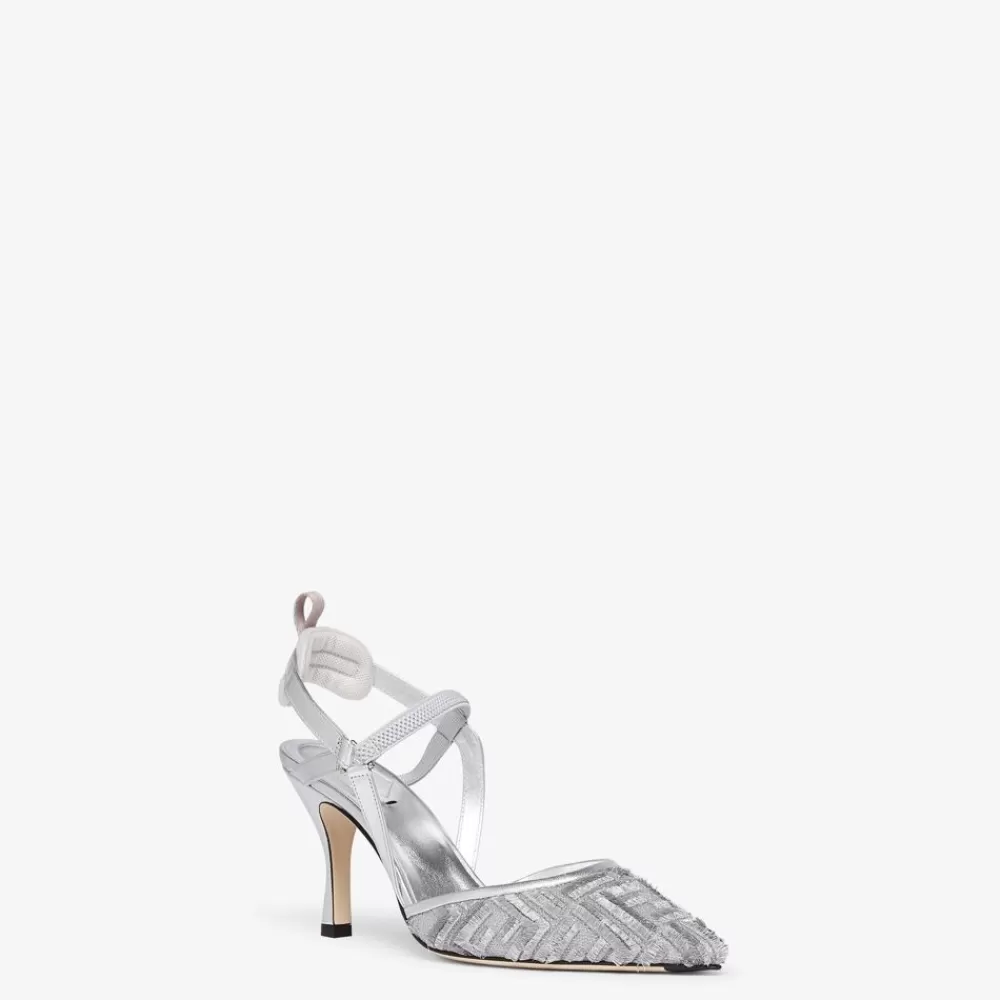Fendi Pumps Und Slingbacks<Slingback Mit Hohem Absatz Aus Mesh In Silberfarben