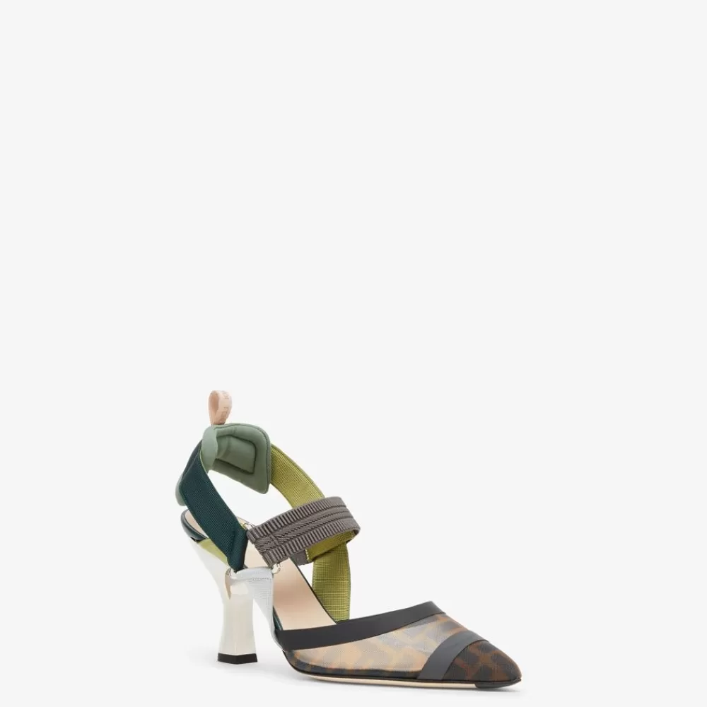 Fendi Pumps Und Slingbacks<Slingback Mit Hohem Absatz Aus Netz In Braun