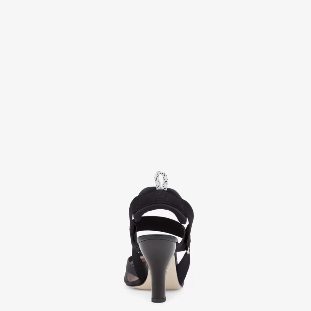 Fendi Pumps Und Slingbacks<Slingback Mit Hohem Absatz Aus Netz Und Leder In Schwarz