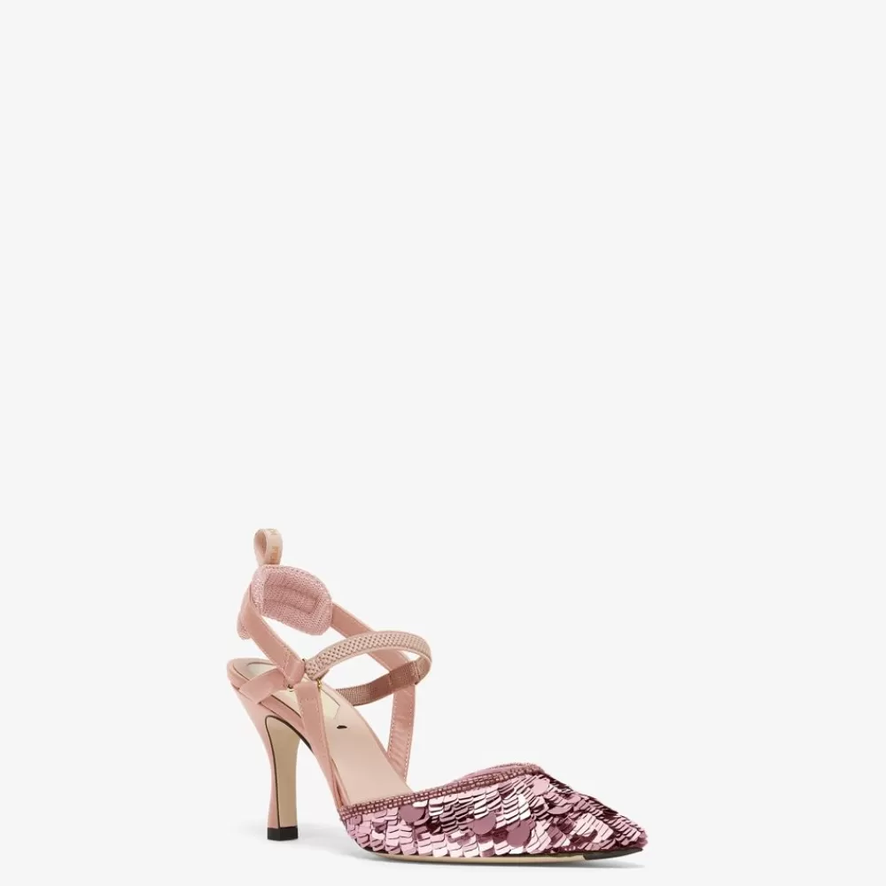 Fendi Pumps Und Slingbacks<Slingback Mit Hohem Absatz Aus Pailletten In Rosa