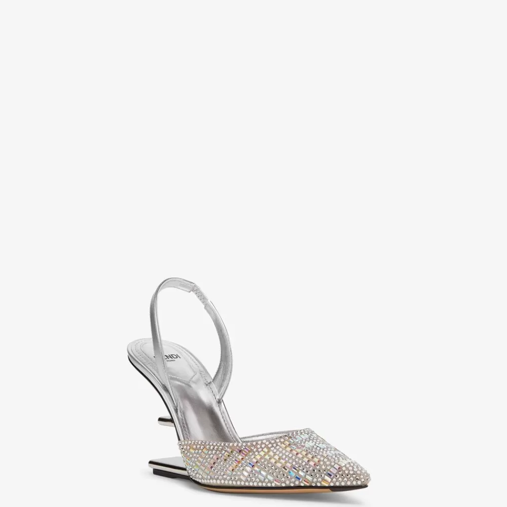 Fendi Pumps Und Slingbacks<Slingback Mit Hohem Absatz Aus Strass In Silberfarben