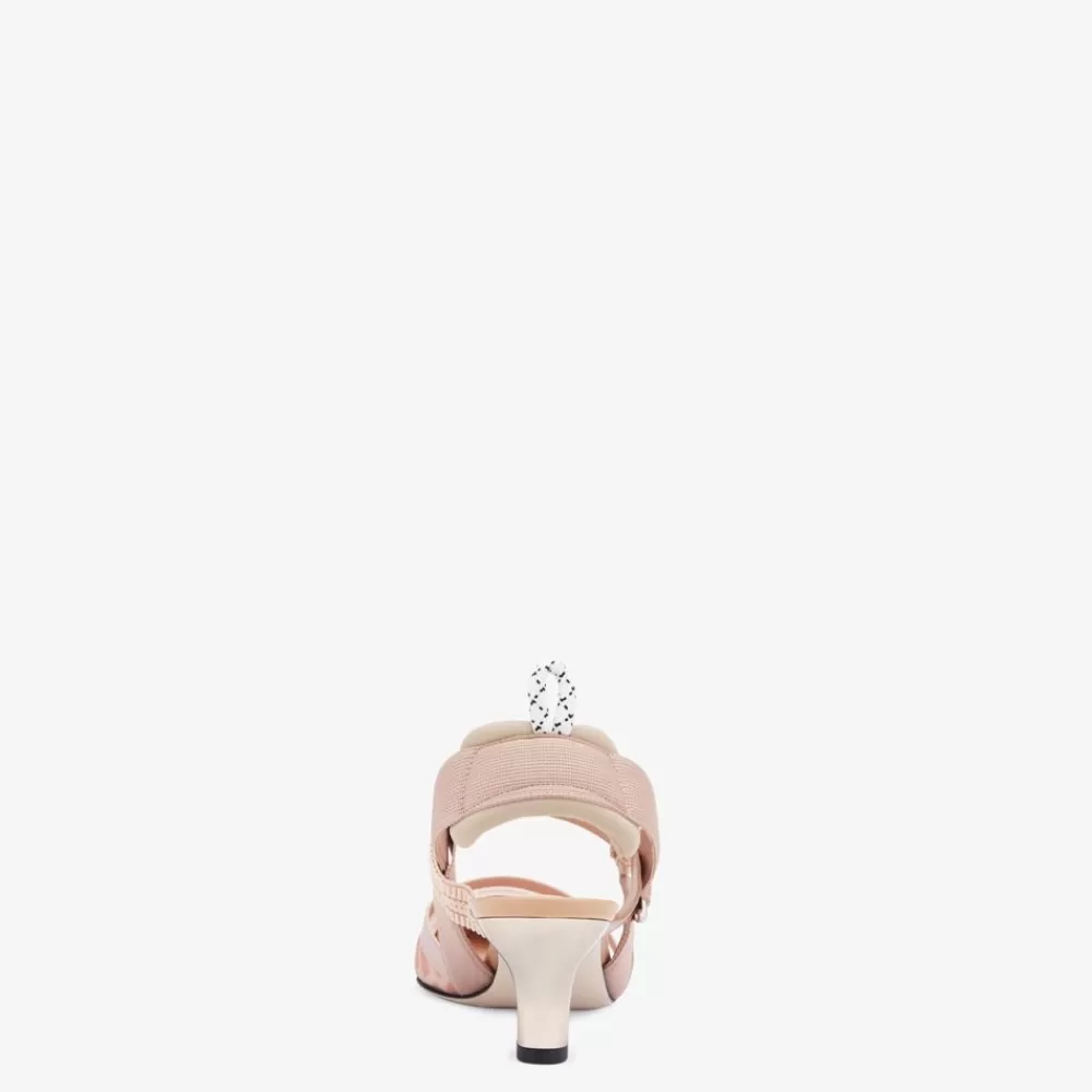 Fendi Pumps Und Slingbacks<Slingbacks Aus Unbehandeltem Leder Undmesh In Rosa Mit Mittelhohem Absatz