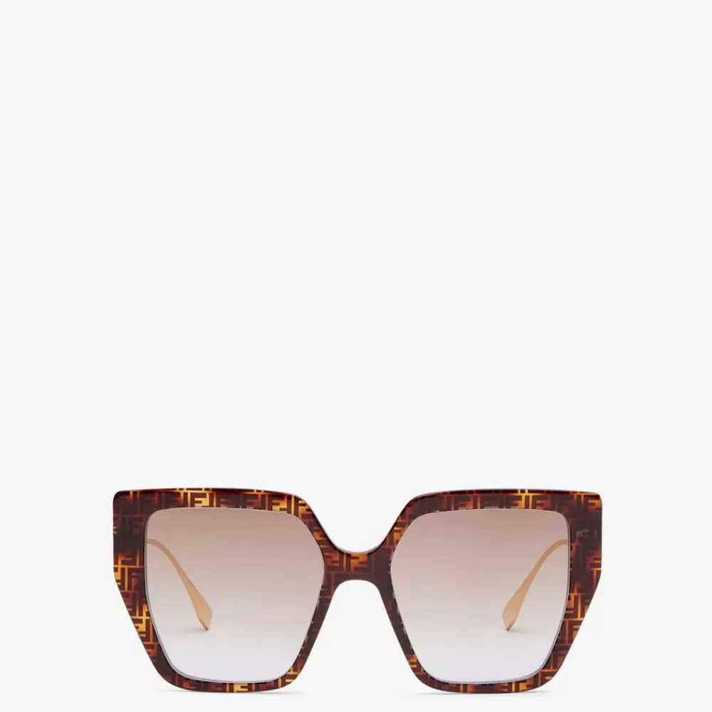 Fendi Sonnenbrillen<Sonnenbrille Aus Azetat In Havana, Ff Und Metall
