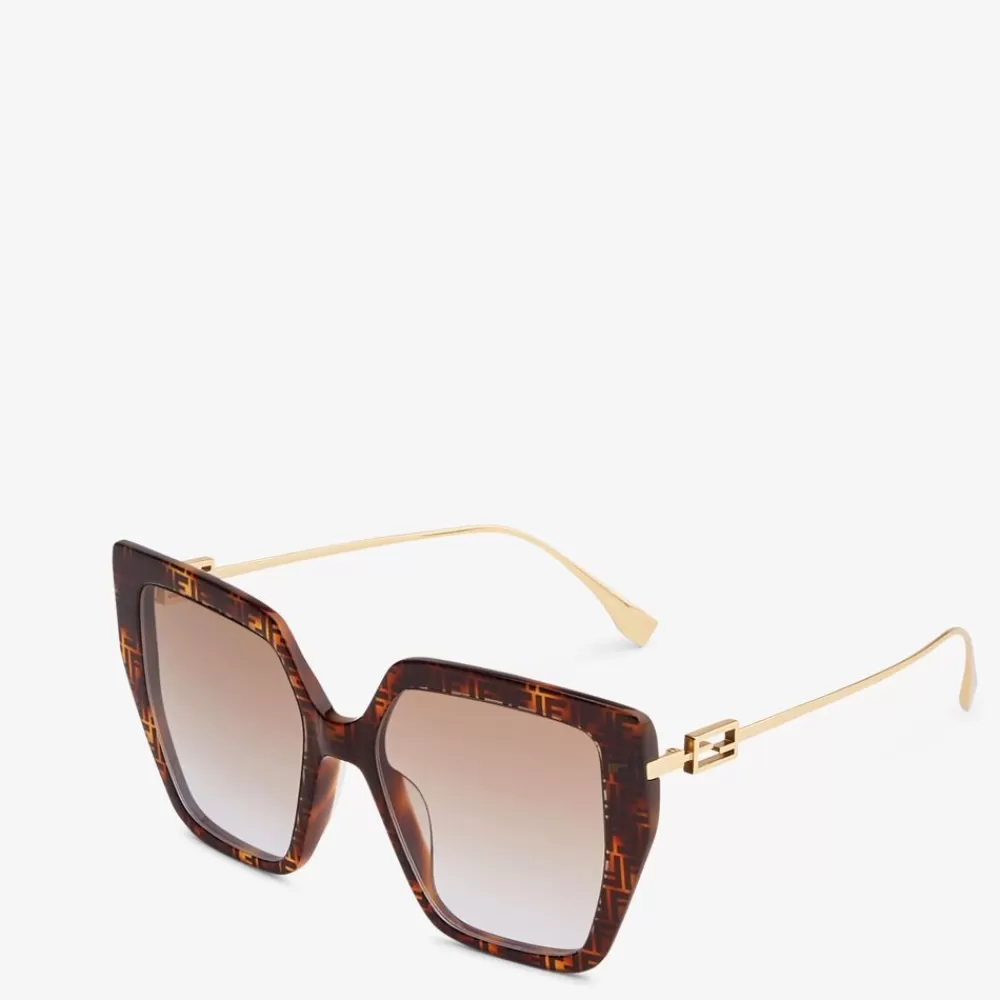 Fendi Sonnenbrillen<Sonnenbrille Aus Azetat In Havana, Ff Und Metall