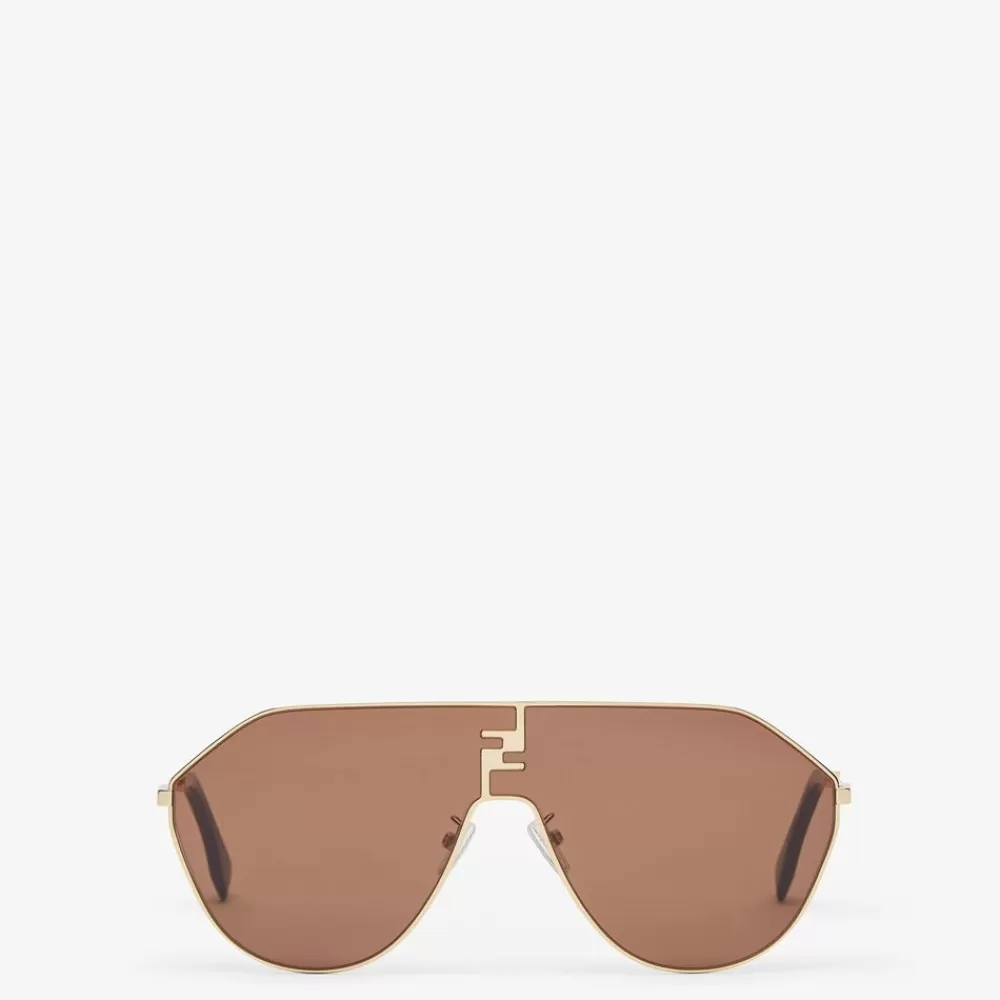Fendi Sonnenbrillen<Sonnenbrille Aus Metall In Der Farbe Gold Mit Glasern In Braun