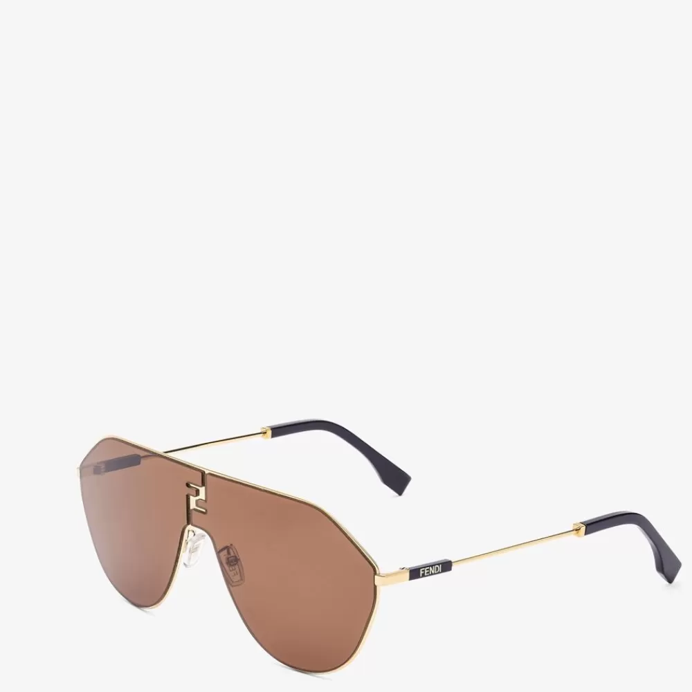 Fendi Sonnenbrillen<Sonnenbrille Aus Metall In Der Farbe Gold Mit Glasern In Braun