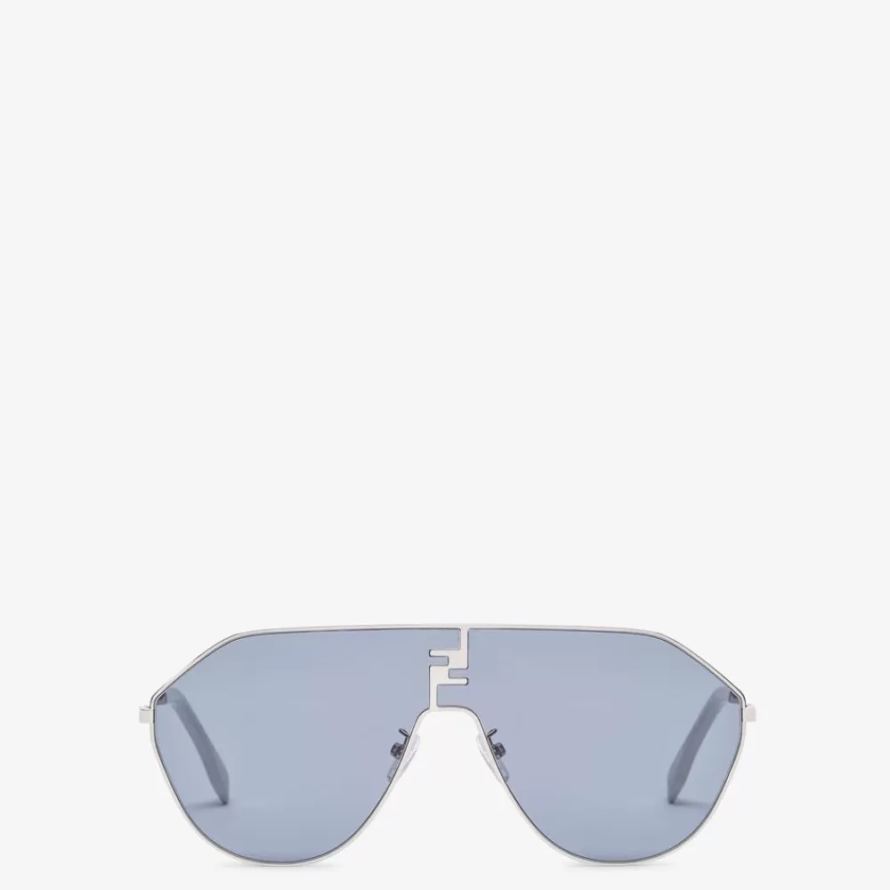 Fendi Sonnenbrillen<Sonnenbrille Aus Metall In Der Farbe Palladium Mit Glasern In Blau