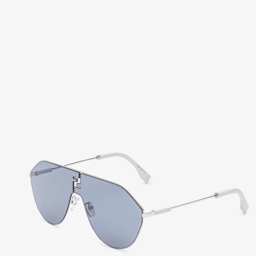 Fendi Sonnenbrillen<Sonnenbrille Aus Metall In Der Farbe Palladium Mit Glasern In Blau