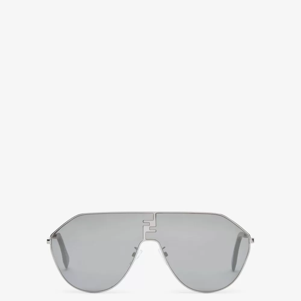 Fendi Sonnenbrillen<Sonnenbrille Aus Metall In Der Farbe Ruthenium Mit Verspiegelten Glasern In Grau