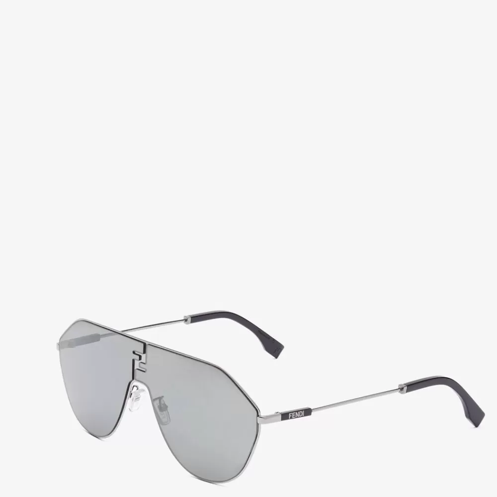 Fendi Sonnenbrillen<Sonnenbrille Aus Metall In Der Farbe Ruthenium Mit Verspiegelten Glasern In Grau