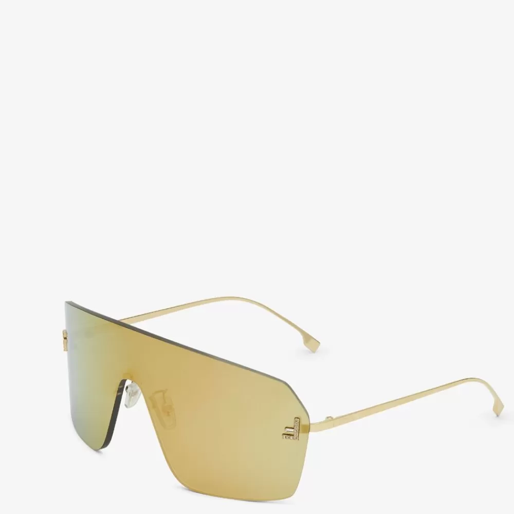 Fendi Sonnenbrillen<Sonnenbrille In Maskenform In Goldfarbe