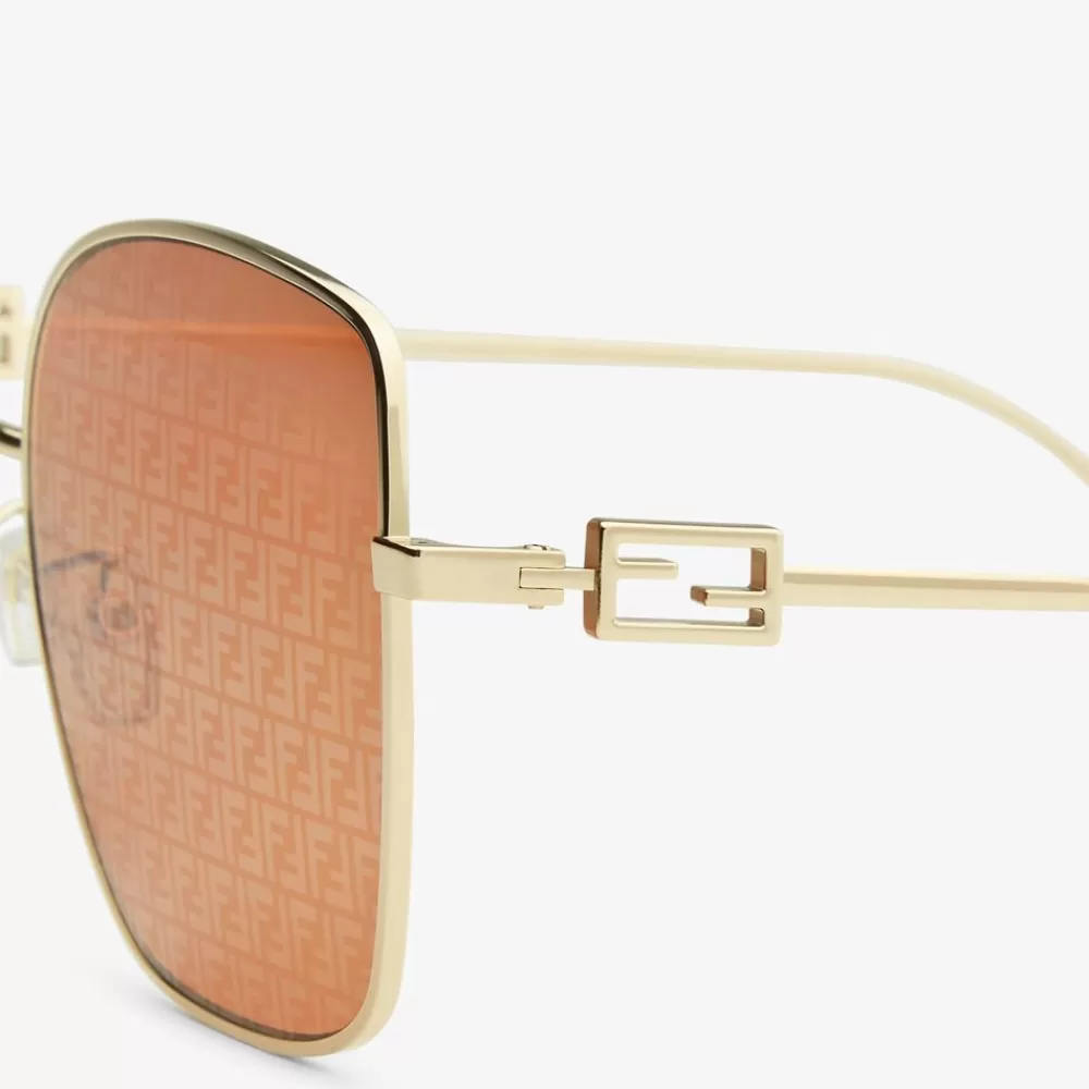 Fendi Sonnenbrillen<Sonnenbrille Mit Orangefarbenen Glasern Und Winzigem Ff-Logo