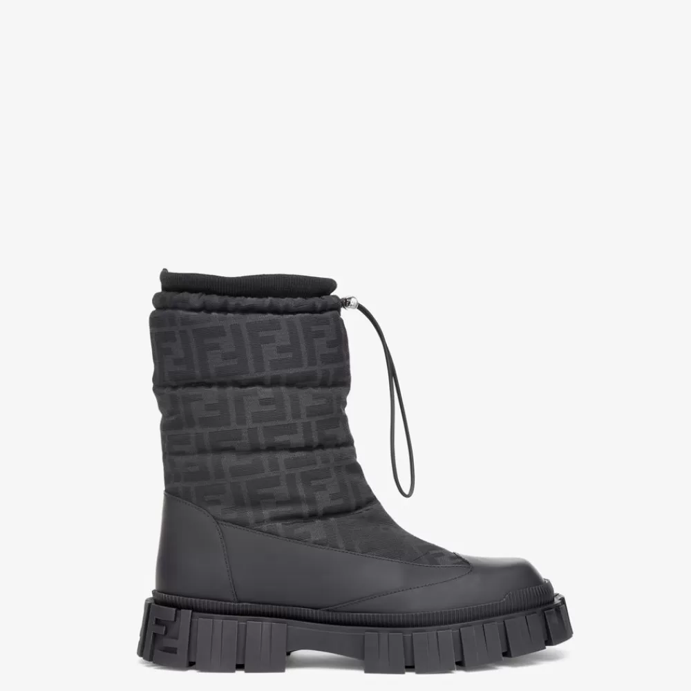 Fendi Schnurschuhe Und Boots<Stiefel Aus Leder In Schwarz
