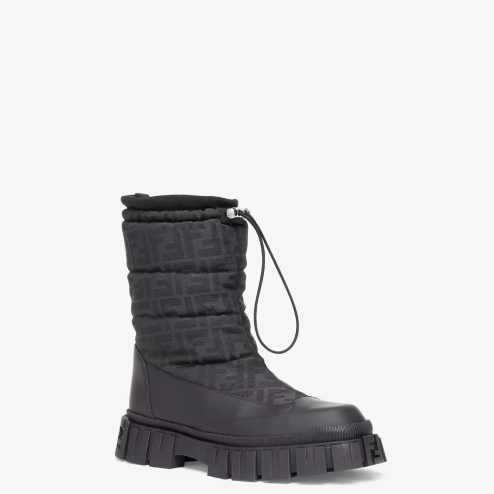 Fendi Schnurschuhe Und Boots<Stiefel Aus Leder In Schwarz