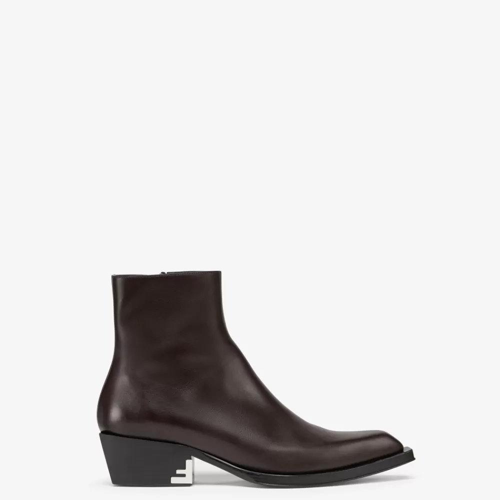 Fendi Schnurschuhe Und Boots<Stiefelette Aus Leder In Braun