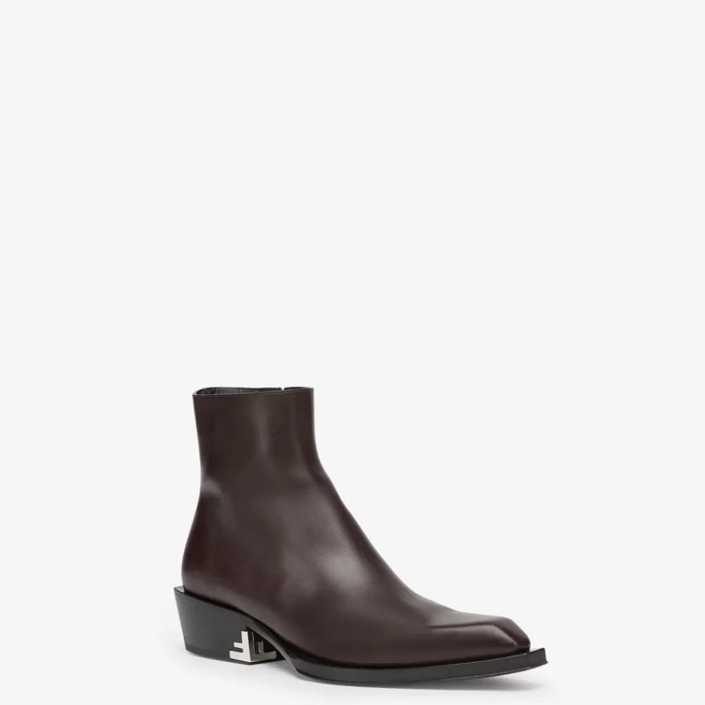 Fendi Schnurschuhe Und Boots<Stiefelette Aus Leder In Braun
