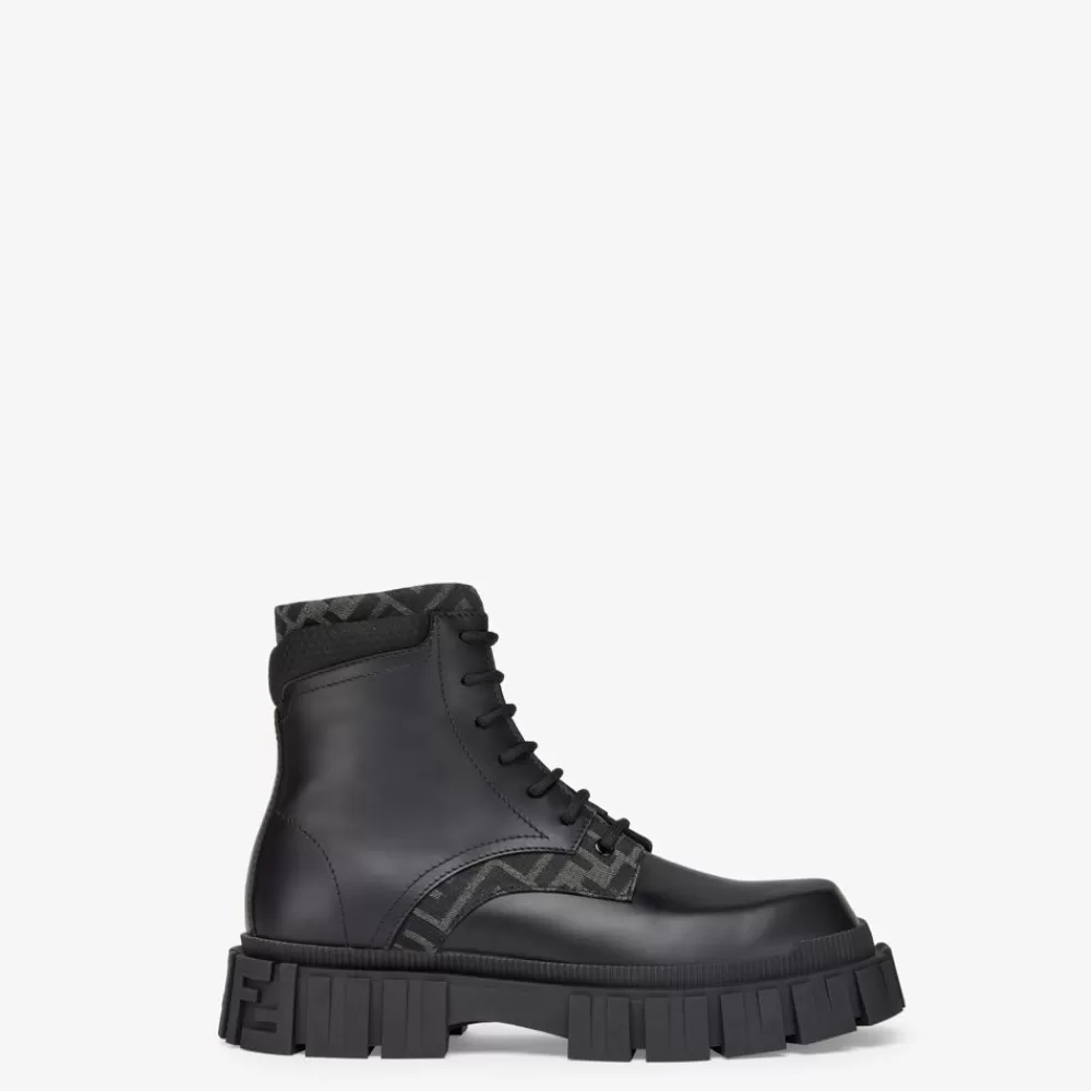 Fendi Schnurschuhe Und Boots<Stiefelette Aus Leder In Schwarz