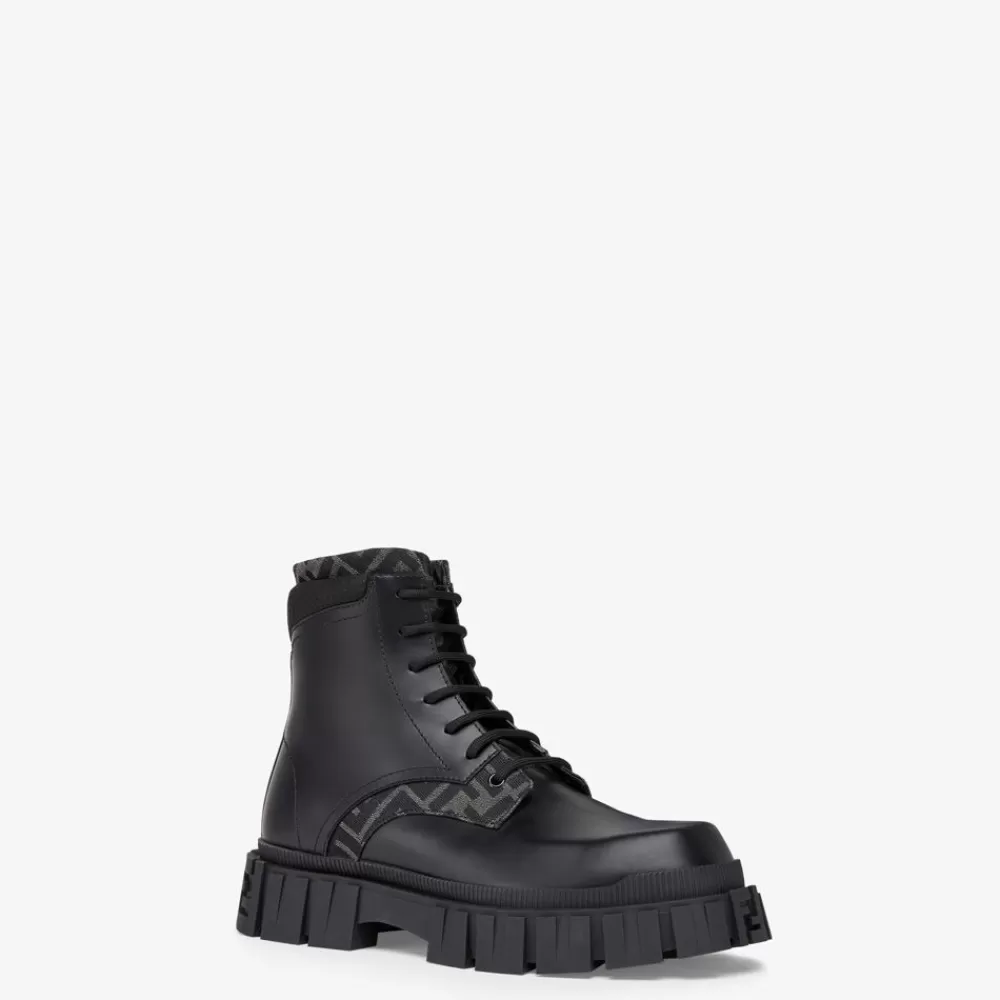 Fendi Schnurschuhe Und Boots<Stiefelette Aus Leder In Schwarz