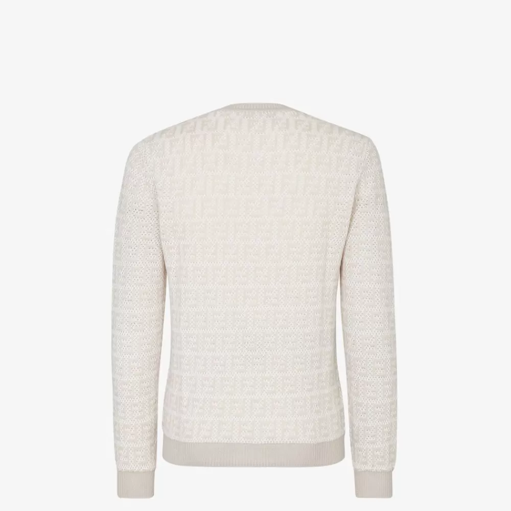 Fendi Strickbekleidung<Strickpullover In Beige Mit Ff-Signatur