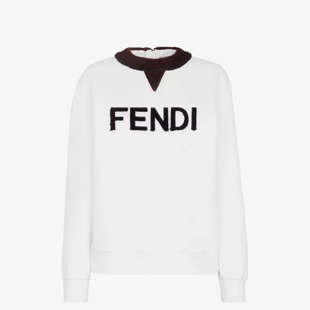 Fendi T-Shirts Und Sweatshirts<Sweatshirt Aus Jersey In Weis Und Nerzpelz