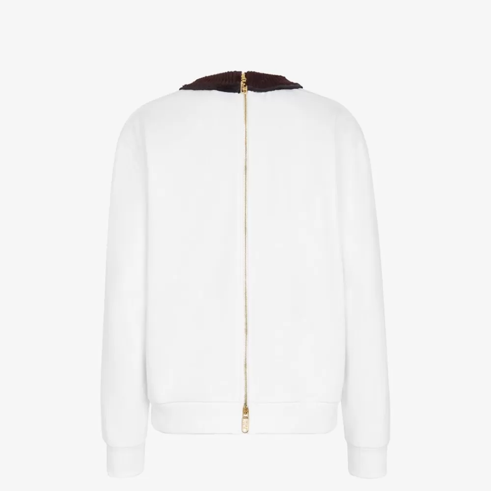 Fendi T-Shirts Und Sweatshirts<Sweatshirt Aus Jersey In Weis Und Nerzpelz