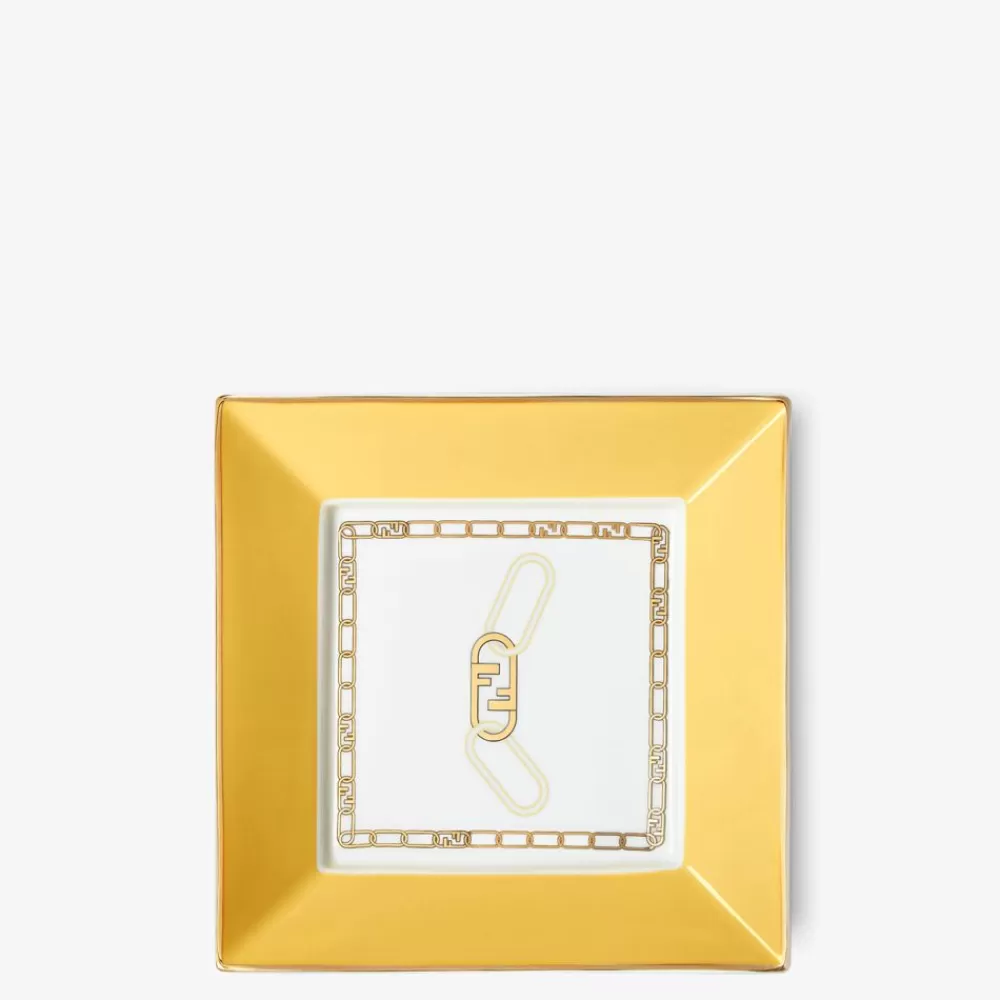 Fendi Kerzen Und Geschenksideen<Tablett Aus Gelbem Porzellan