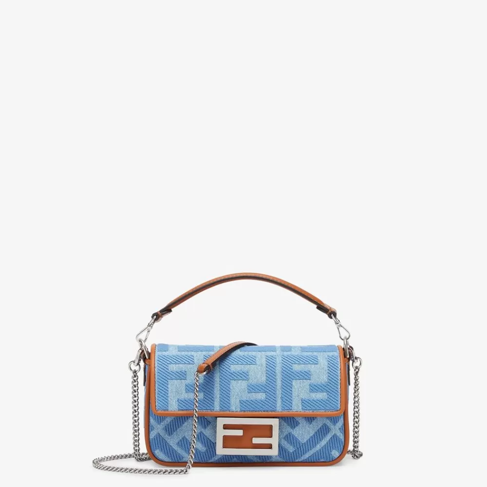 Fendi Schulter- Und Crossbody-Taschen<Tasche Aus Denim In Hellblau Mit Ff-Stickerei