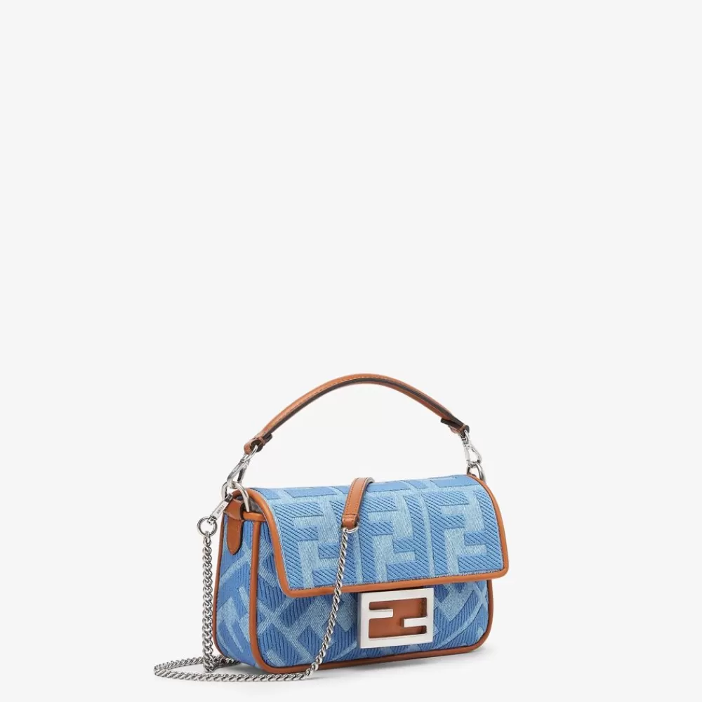 Fendi Mini-Taschen<Tasche Aus Denim In Hellblau Mit Ff-Stickerei