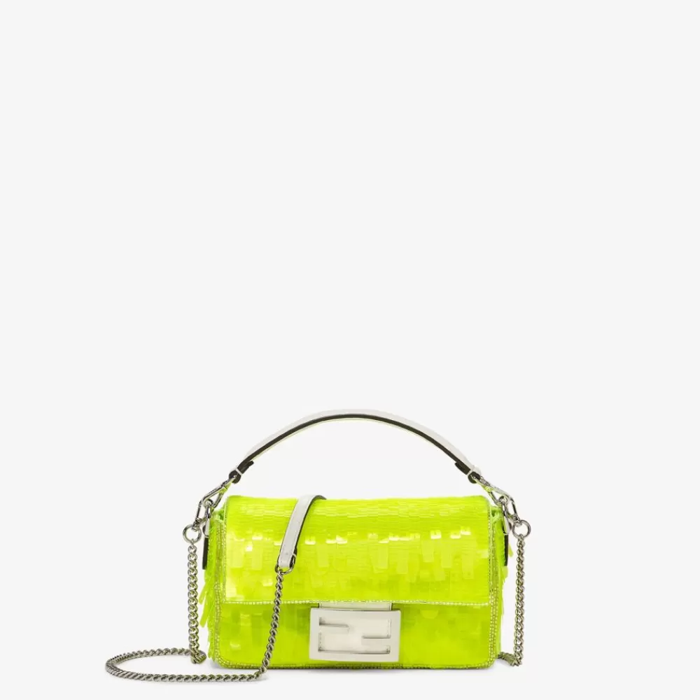 Fendi Schulter- Und Crossbody-Taschen<Tasche Aus Elapheleder Mit Pailletten In Neongelb